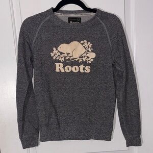 Roots Dark Heather Gray Sweatshirt with Beaver Logo